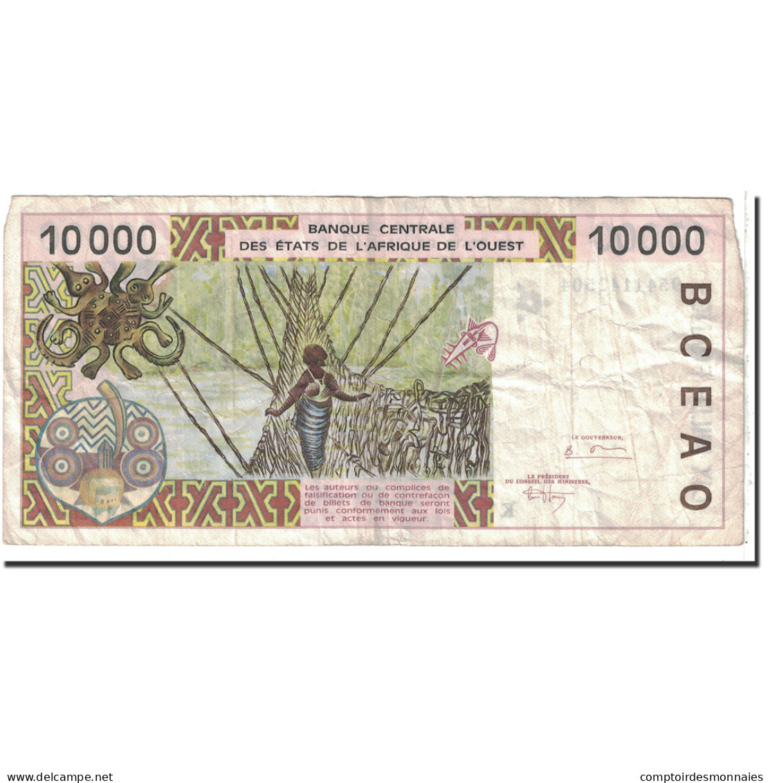 Billet, West African States, 10,000 Francs, 1995, KM:714Kf, TB - West African States