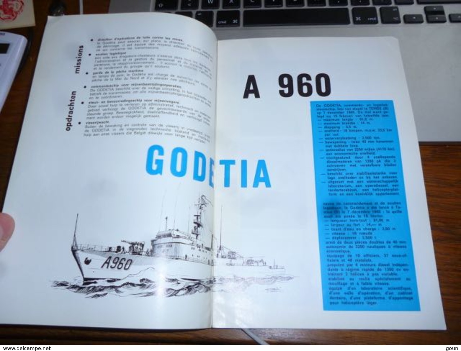 CB3F1 Document Présentation A960 Godetia Navire Armée Belge Militaria 16p Marine Force Naval - Barche