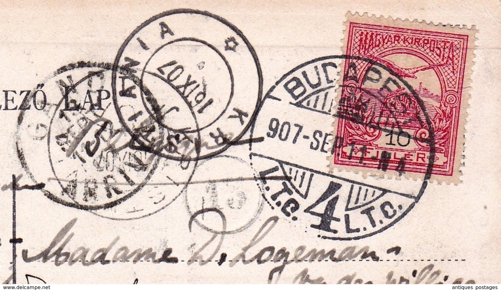 Carte Postale Budapest 1907 Magyarország Hongrie Gand Belgique Kristiania Oslo Norvège Norge - Lettres & Documents