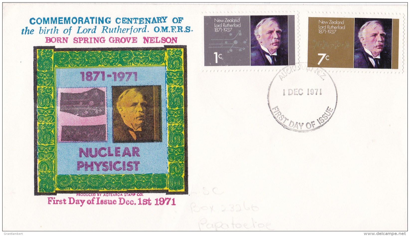 New Zealand 1971 Lord Rutherford Birth FDC - Aotearoa Stamp Co. - FDC