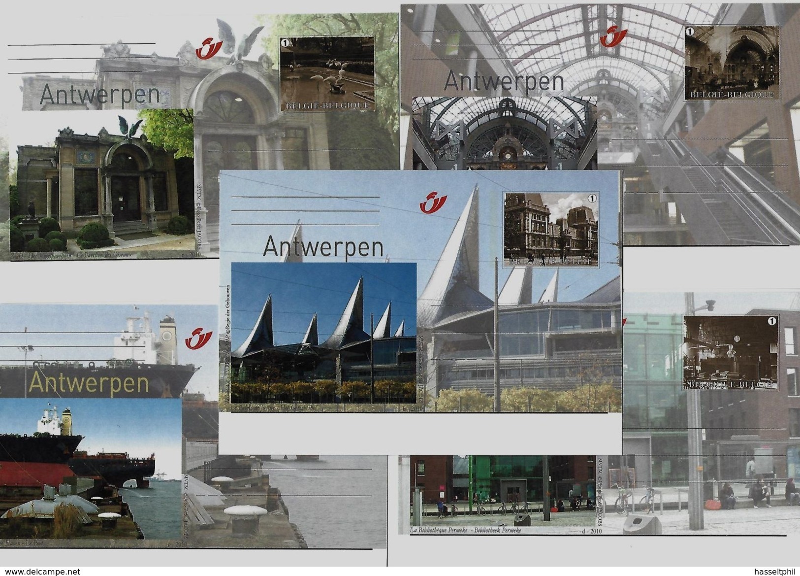 BELGIE - BELGIQUE  -  BK196/200 - Antwerpen  - Vroeger En Nu - 2010 - AAN POSTPRIJS - PRIX DE LA POSTE - Cartes Postales Illustrées (1971-2014) [BK]