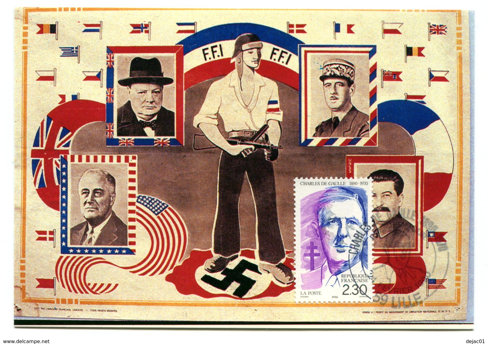 Thème Général De Gaulle - Sur Les Murs De France - CP 178 - Personnages Historiques