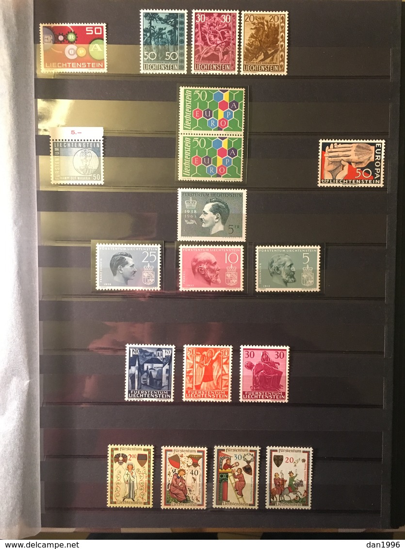 COLLECTION of Liechtenstein Stamps in 1 Stock Books