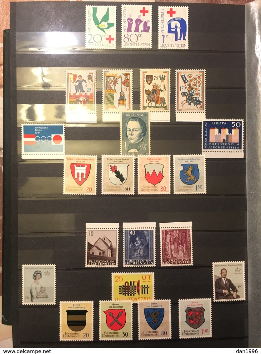 COLLECTION of Liechtenstein Stamps in 1 Stock Books