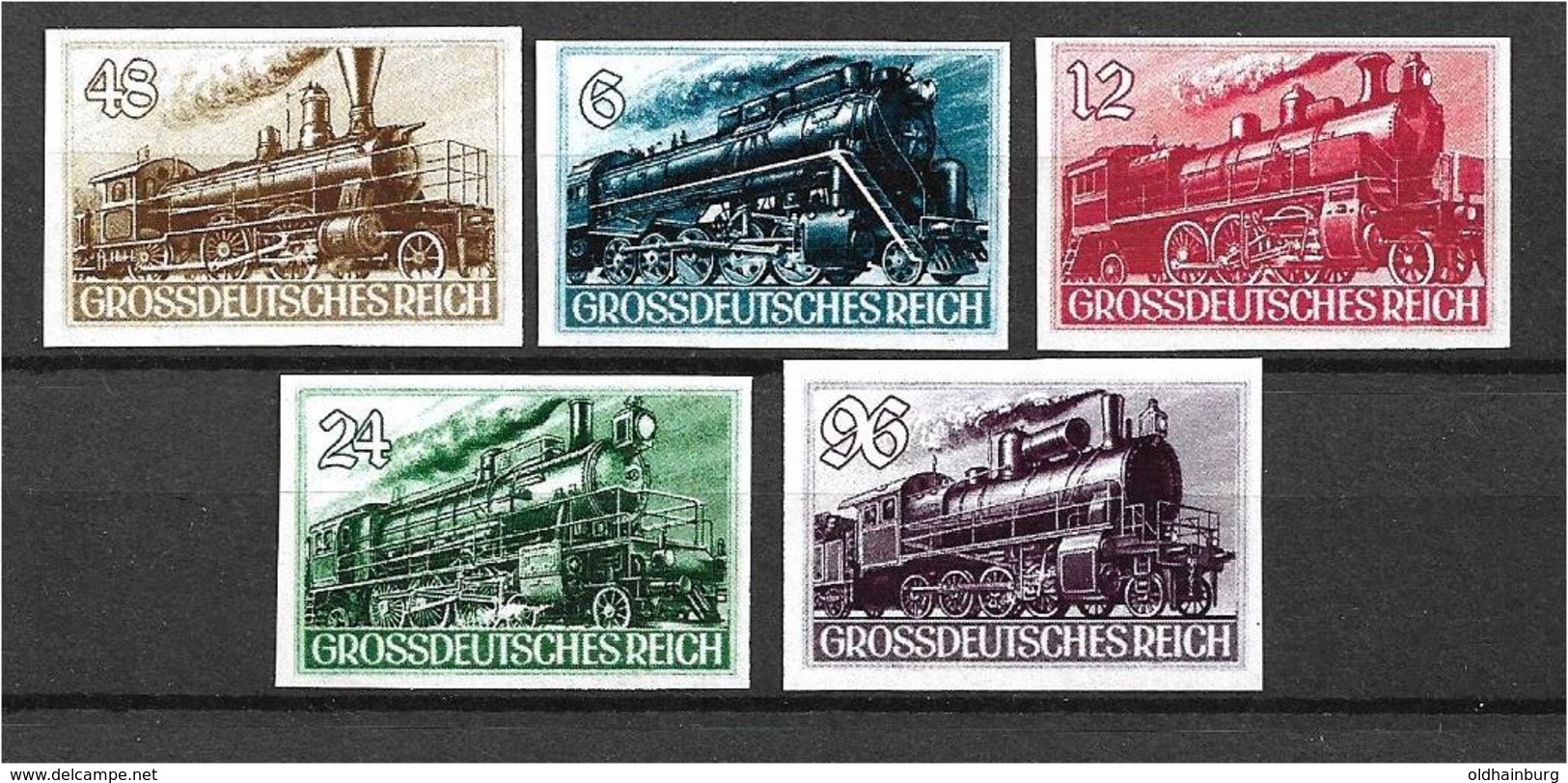 1559a: German Reich, Ca. 1942, Trains 5 Issues/ Reprints (fake-faux-forgeries) * - Ungebraucht