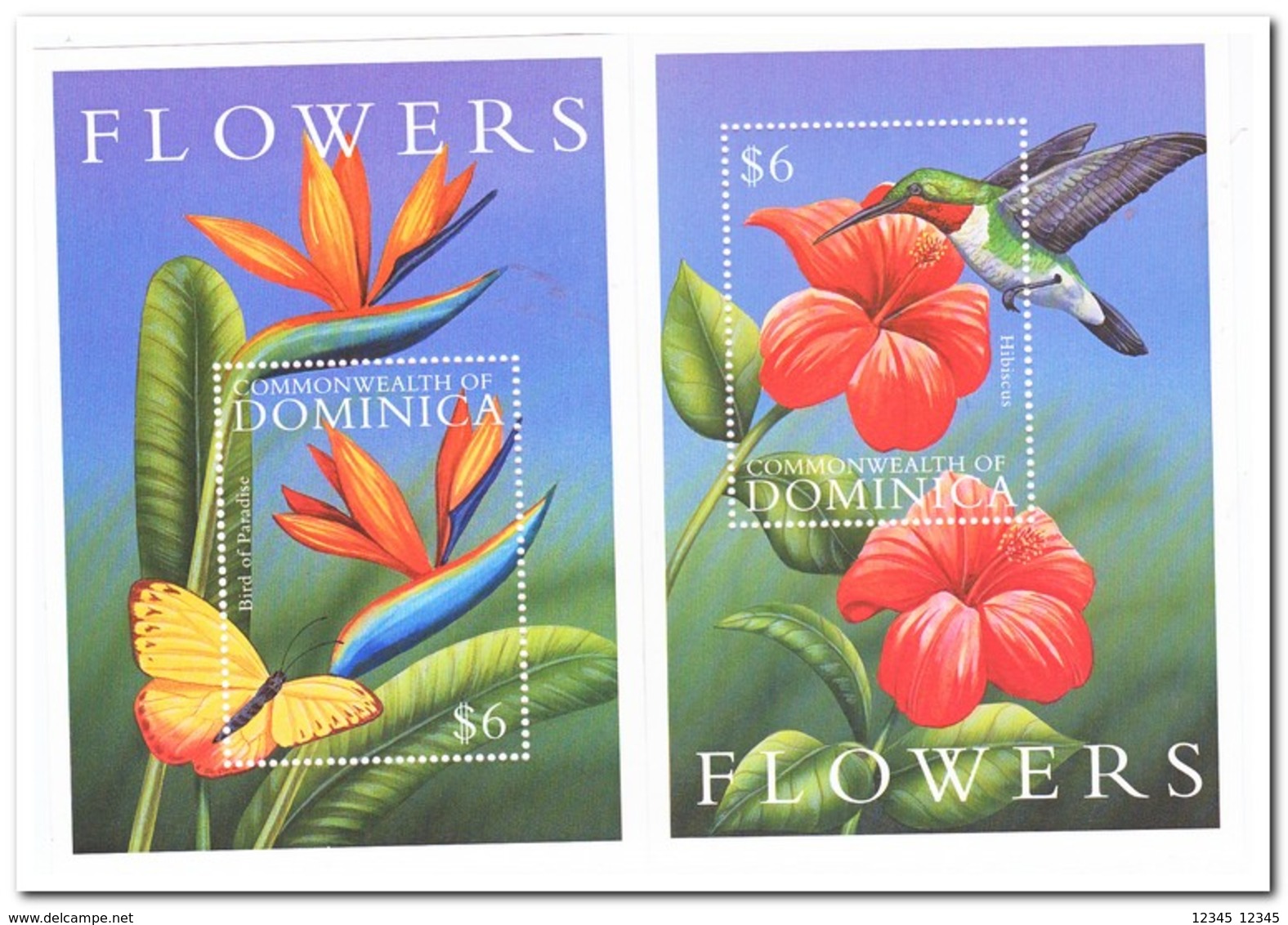 Dominica 2000, Postfris MNH, Flowers, Birds, Butterflies - Dominica (1978-...)