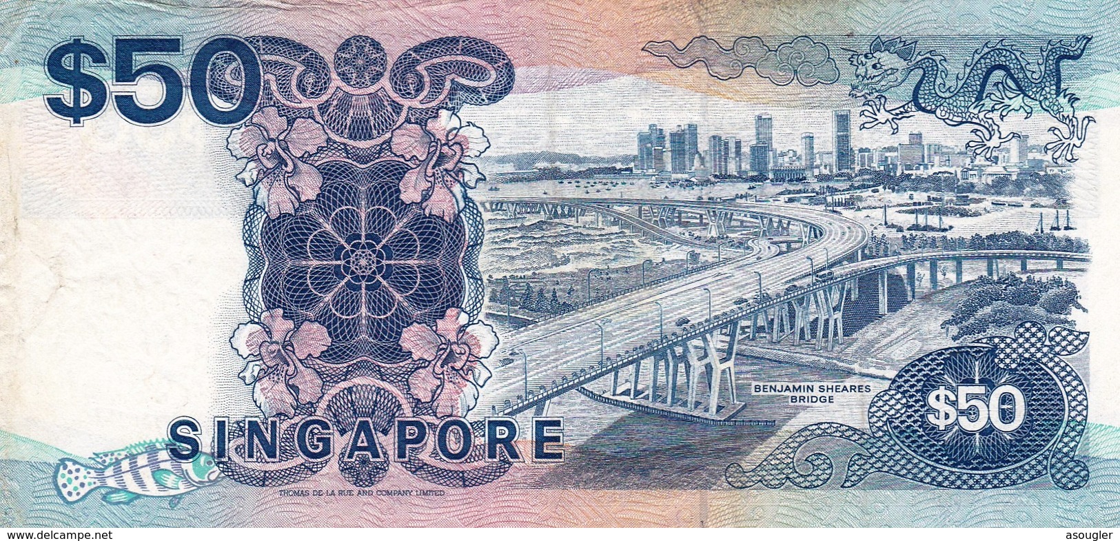 SINGAPORE  50 Dollars ND 1987 P-22a EXF "free Shipping Via Registered Air Mail" - Singapore