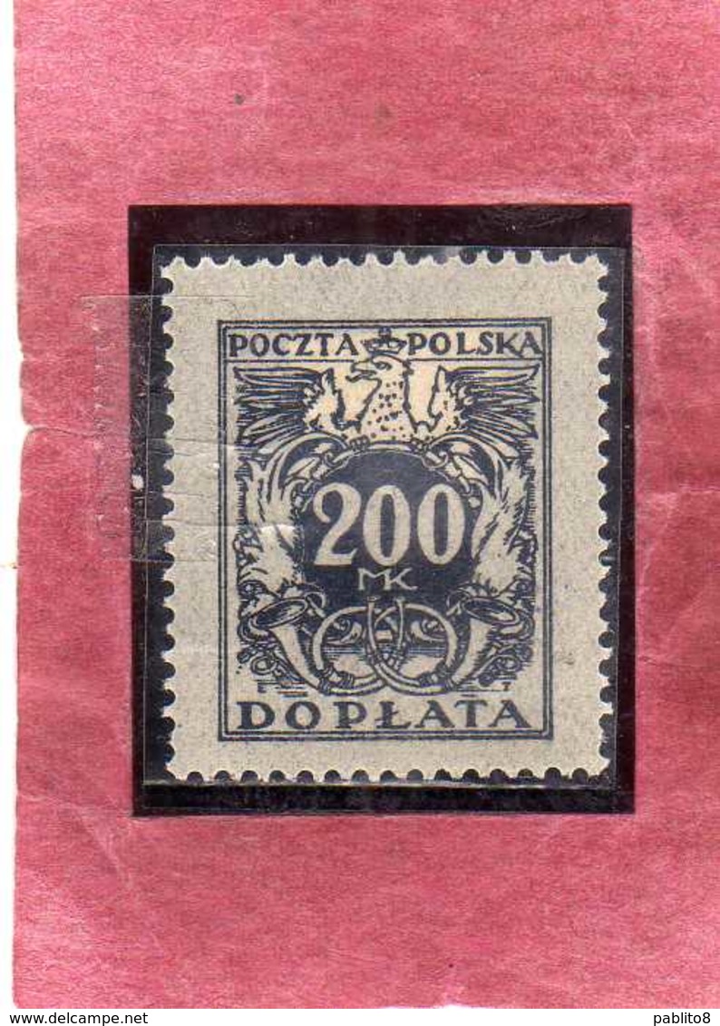 POLONIA POLAND POLSKA 1923 POSTAGE DUE STAMPS SEGNATASSE TASSE TAXE 200m MH - Postage Due