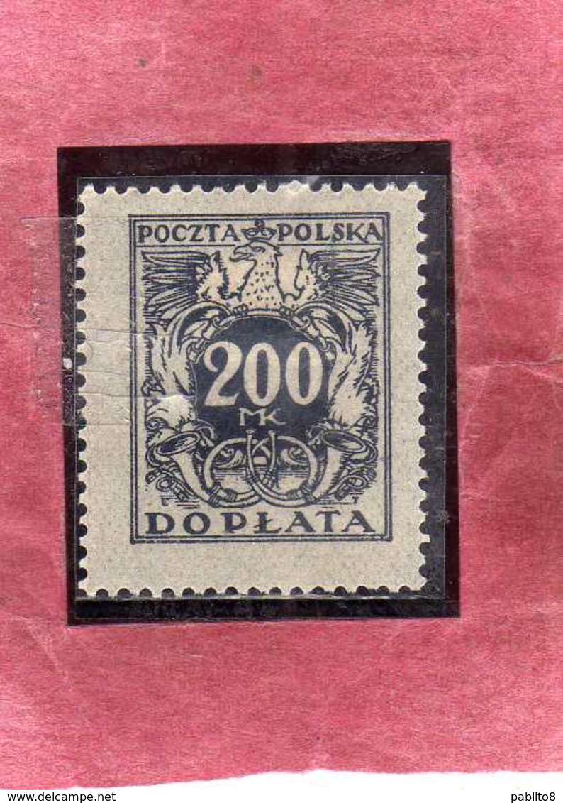 POLONIA POLAND POLSKA 1923 POSTAGE DUE STAMPS SEGNATASSE TASSE TAXE 200m MH - Postage Due