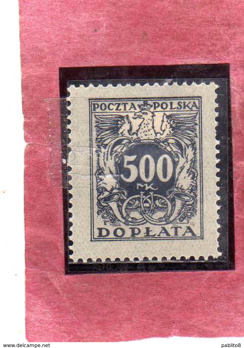 POLONIA POLAND POLSKA 1923 POSTAGE DUE STAMPS SEGNATASSE TASSE TAXE 500m MH - Postage Due