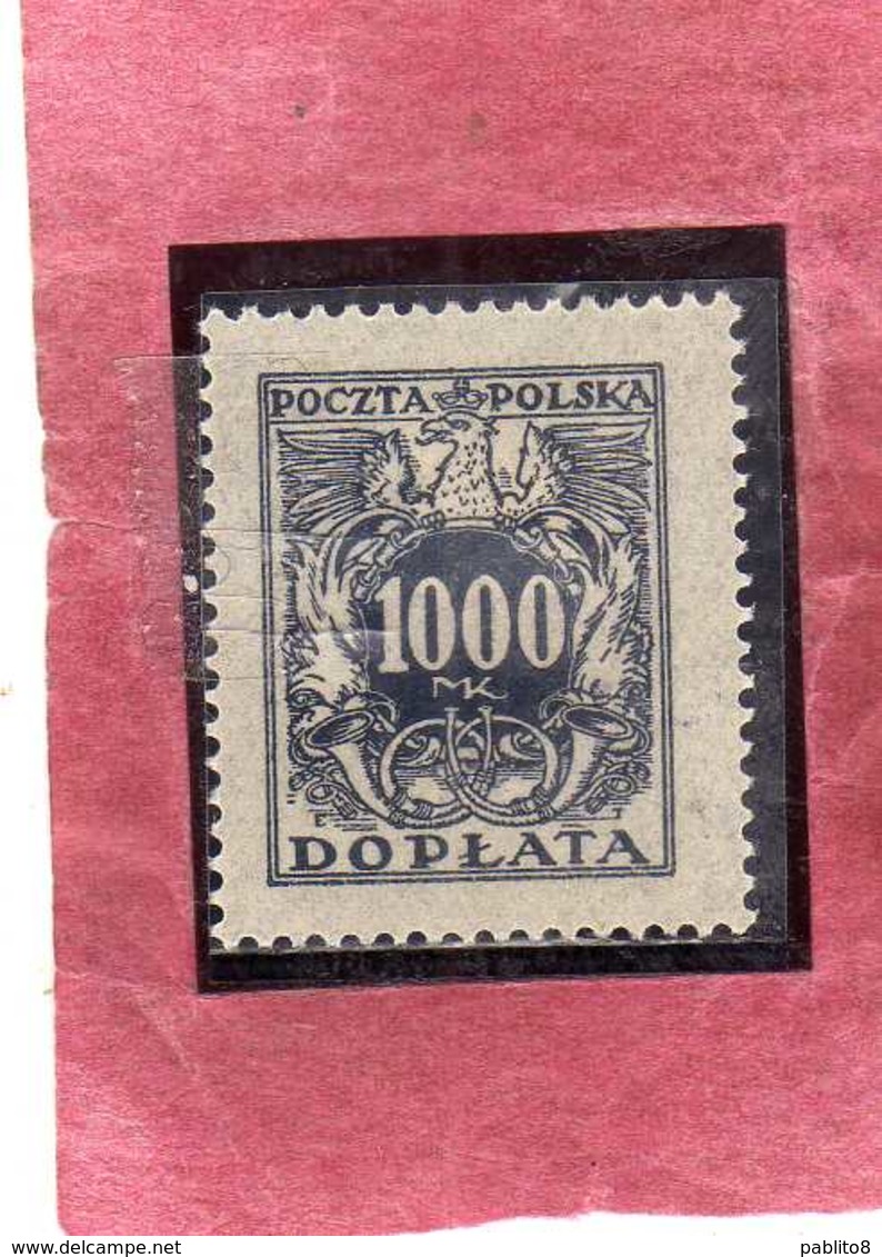 POLONIA POLAND POLSKA 1923 POSTAGE DUE STAMPS SEGNATASSE TASSE TAXE 1000m MH - Postage Due