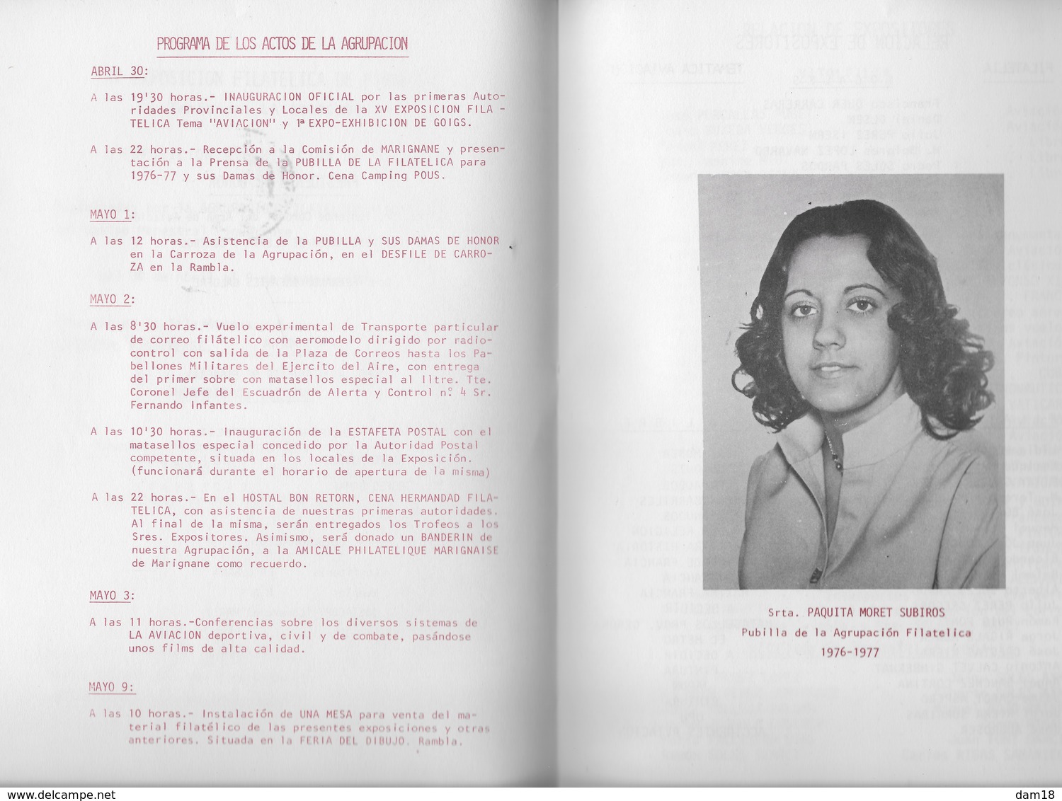 ESPAGNE PROGRAMA EXPOSICION FILATELICA FIGUERAS 1976 8 PAGES + COUVERTURE CARTONNEE - Exposiciones Filatélicas