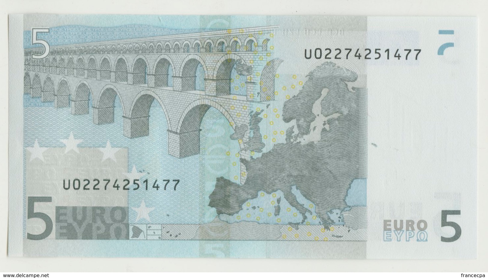 02 -BILLET 5 EURO 2002 NEUF Signature Wim Duisenberg N° U02274251477 - Imp L011B1 - 5 Euro