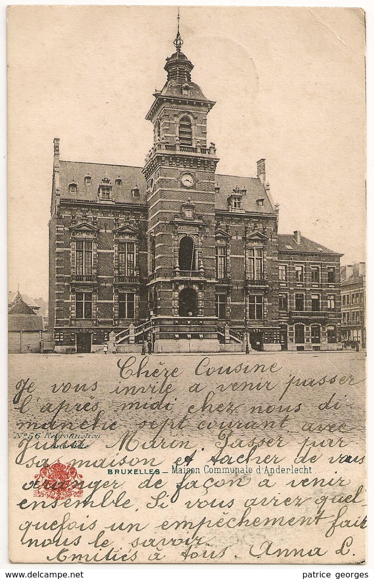 BRUXELLES 1905 Maison Communale D'Anderlecht G Bazar Anspach (1 MAI 1905 Timbre 5c De QUENAST Et REBECQ 2 MAI) Cpa - Anderlecht
