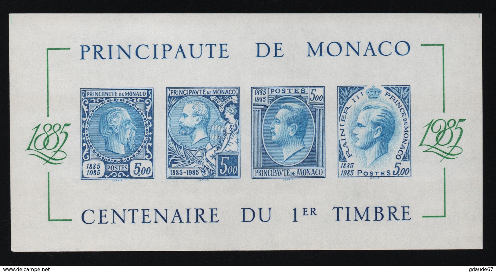 MONACO 1985 - FEUILLET NON DENTELE IMPERFORATED BLEU N° YT 33a - Blocchi