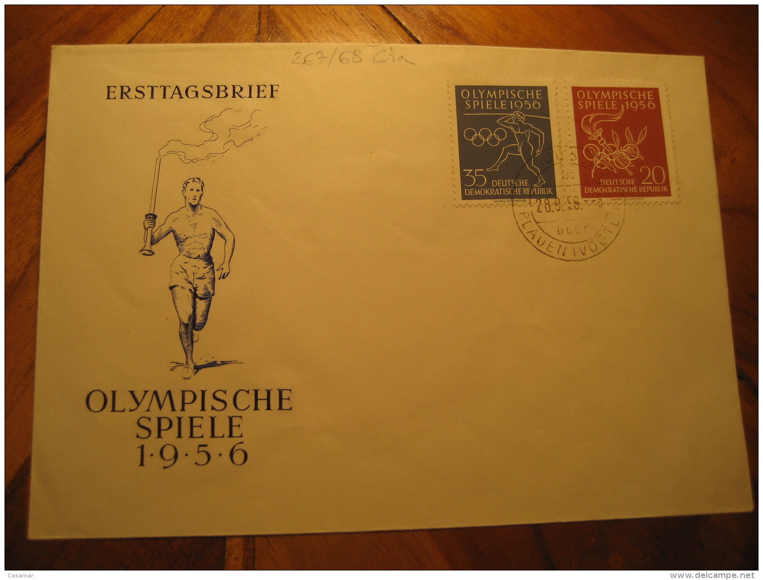 MELBOURNE 1956 Olympic Games Olympics Torch JOSSNITZ FDC Cancel Cover DDR GERMANY - Sommer 1956: Melbourne