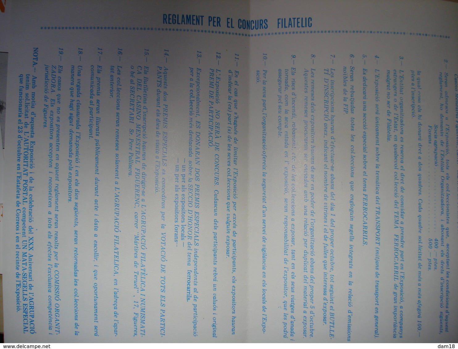 ESPAGNE PROGRAMA EXPOSICION CENTENARI FERROCARIL  FIGUERES 1977 24 PAGES + FEUILLET N° + REGLEMENT CONCOURS - Exposiciones Filatélicas