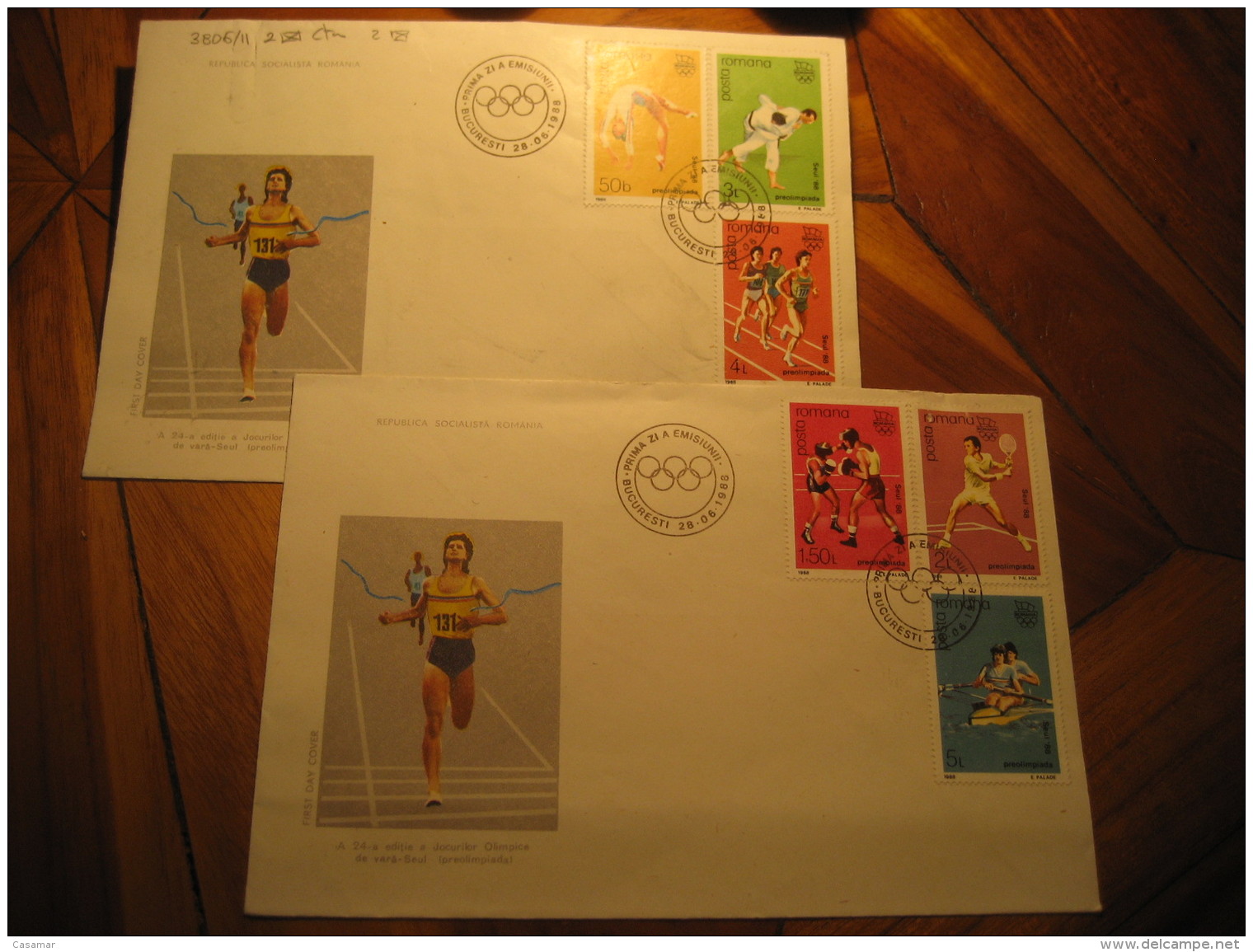 SEOUL 1988 Olympic Games Olympics Yvert 3806/11 BUCHAREST 1988 FDC Cancel 2 Cover ROMANIA South Corea - Sommer 1988: Seoul