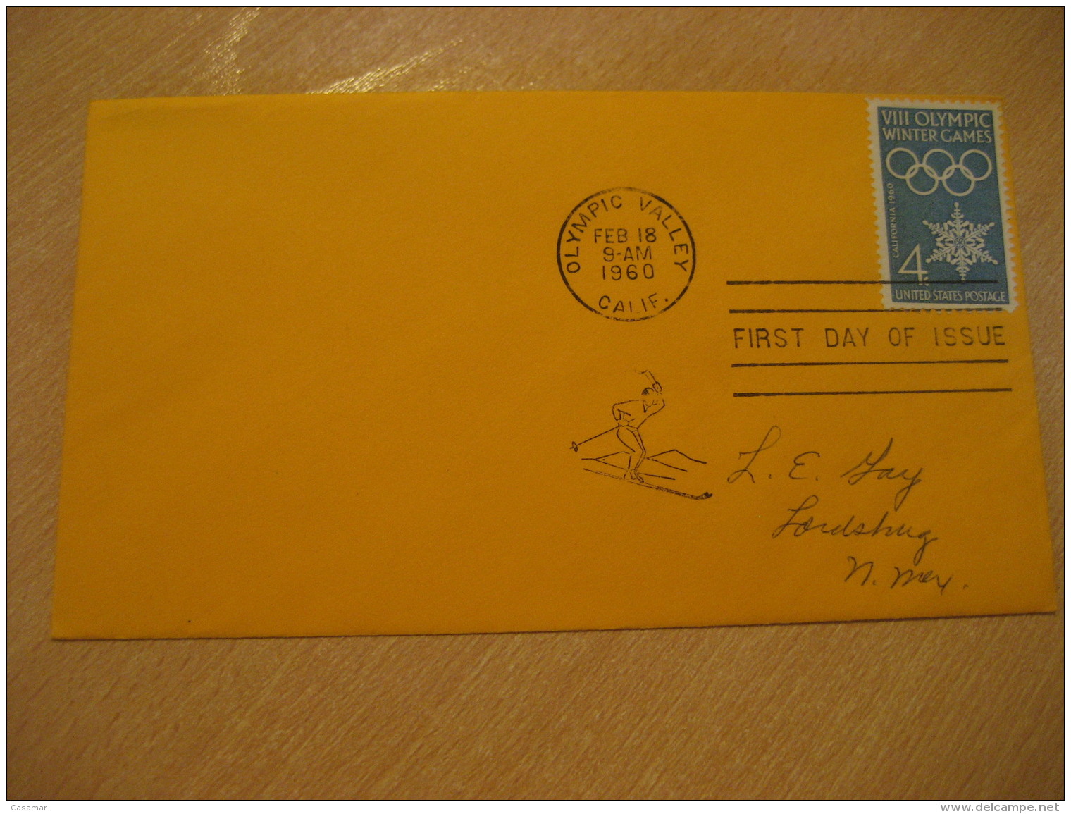 SQUAW VALLEY 1960 Winter Olympic Games Olympics OLYMPIC VALLEY 1960 FDC Cancel Cover USA - Winter 1960: Squaw Valley