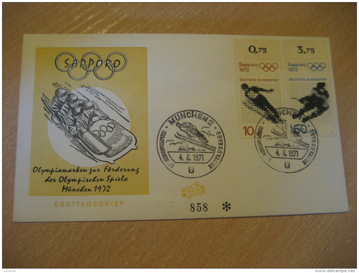 SAPPORO 1972 Winter Olympic Games Olympics Bobsleigh Ski Jump MUNCHEN 1971 FDC Cancel Cover GERMANY Japan - Winter 1972: Sapporo