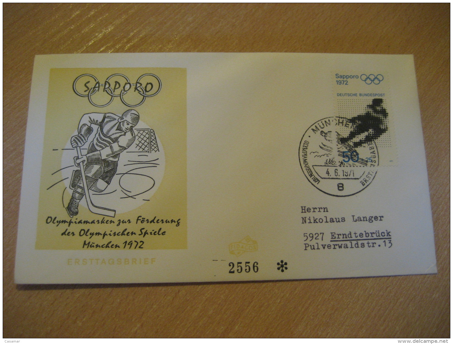 SAPPORO 1972 Winter Olympic Games Olympics Ice Hockey Ski Jump MUNCHEN 1971 FDC Cancel Cover GERMANY Japan - Winter 1972: Sapporo