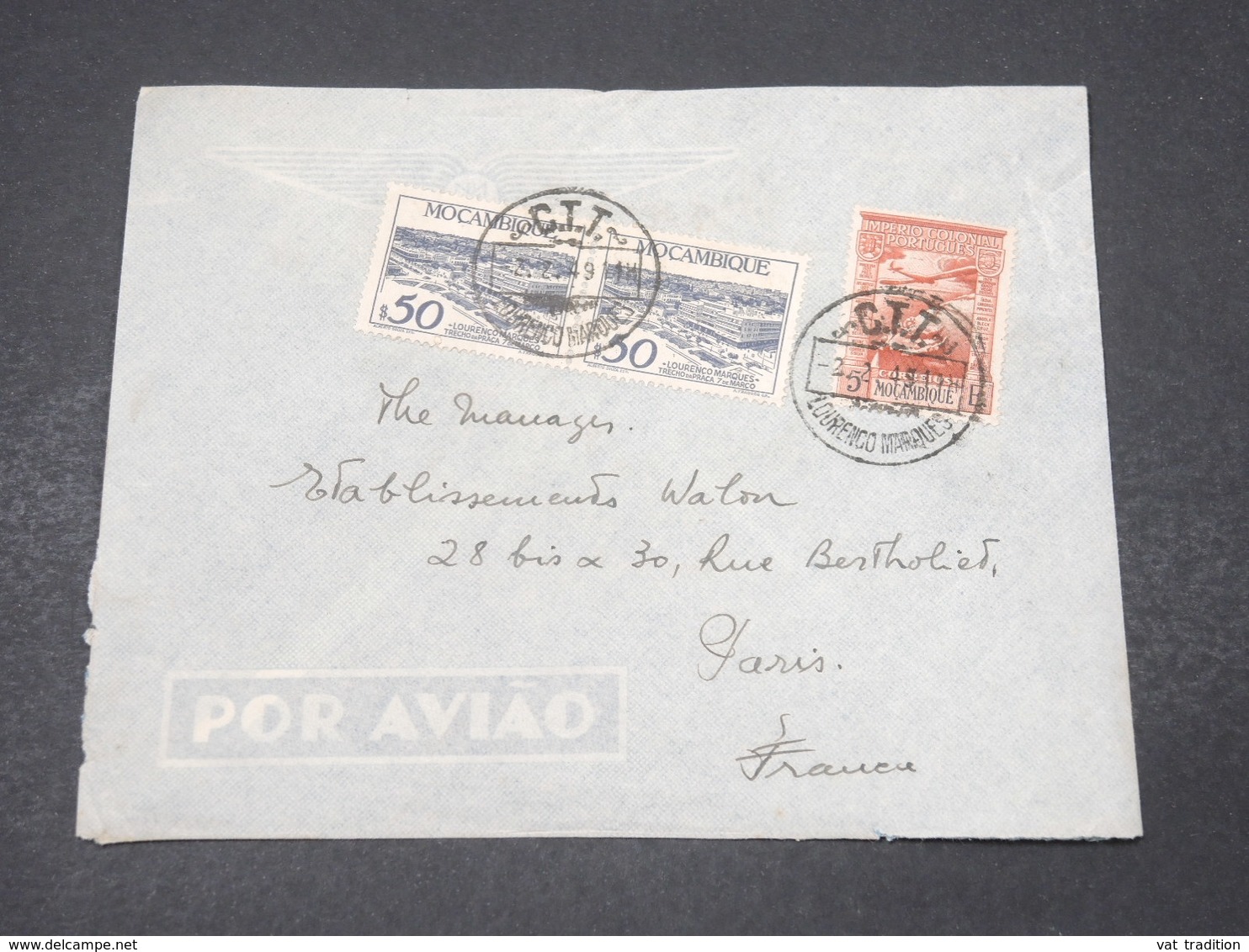 MOZAMBIQUE - Enveloppe De Lourenco Marqués Pour Paris En 1949 , Affranchissement Plaisant - L 16688 - Mozambique