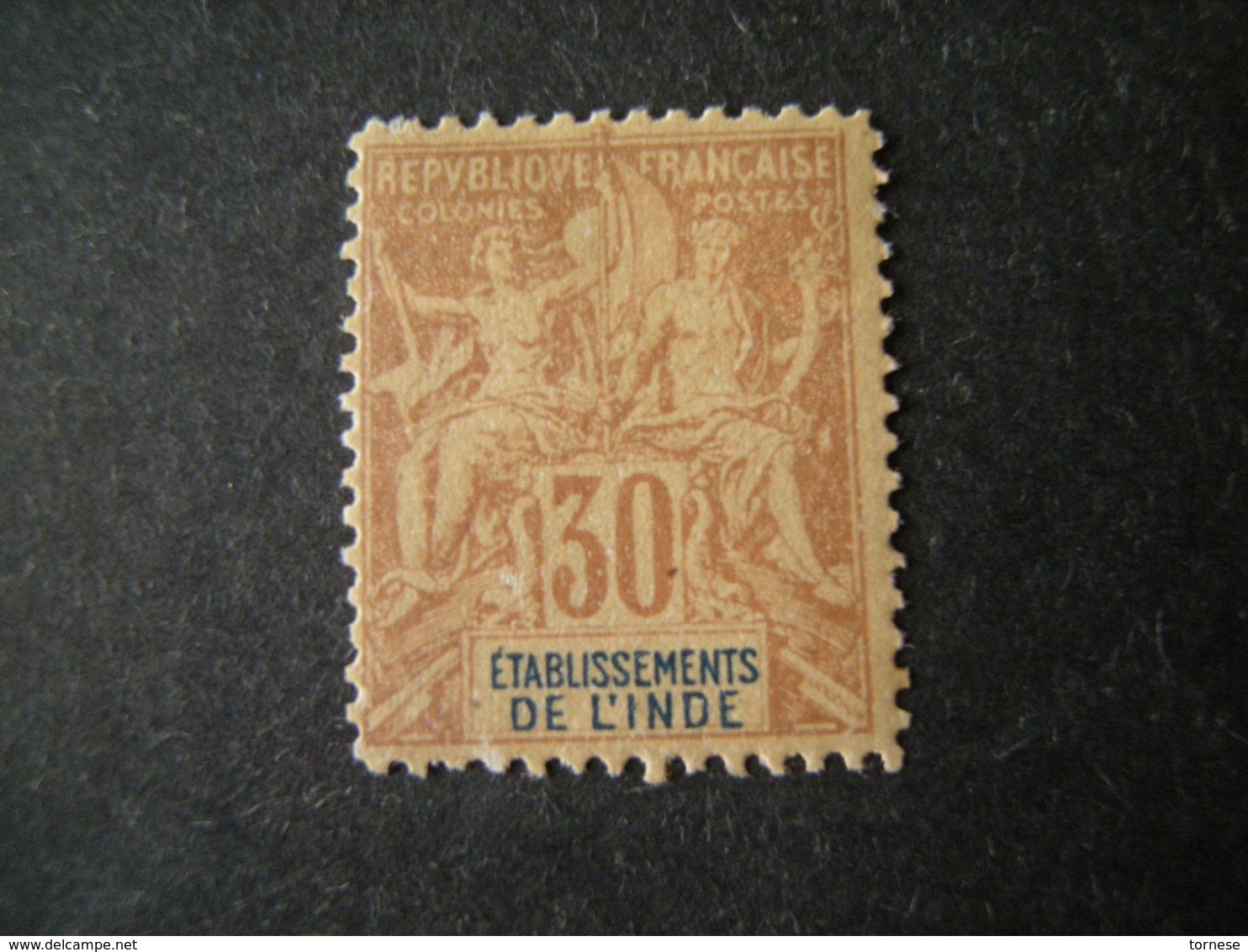 INDE - 1892, Fournier Tres Rare, Cent. 30, N. 9 MLH*,TTB - Unused Stamps