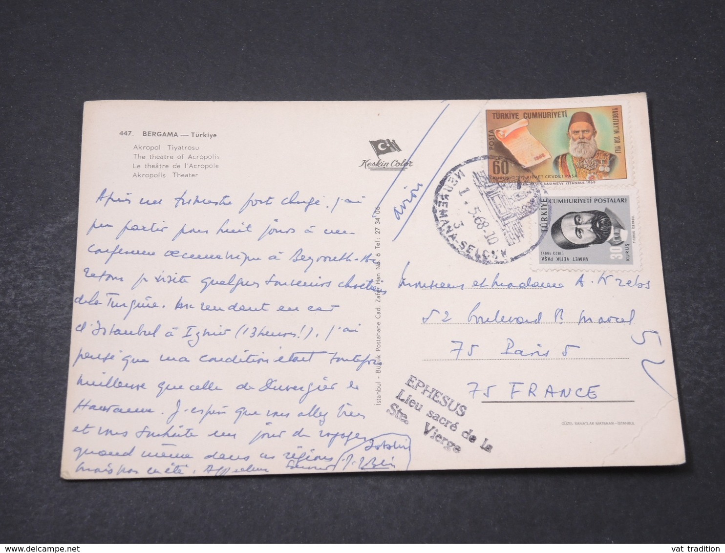 TURQUIE - Affranchissement De Bergama Sur Carte Postale Pour La France En 1968 - L 16701 - Brieven En Documenten