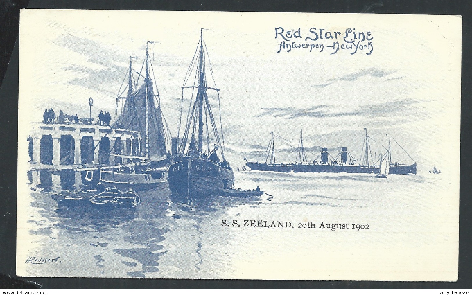 +++ CPA  - Bateau - RED STAR LINE - Antwerpen New York - S.S. "Zeeland" - Illustrateur CASSIERS 1902  // - Paquebots