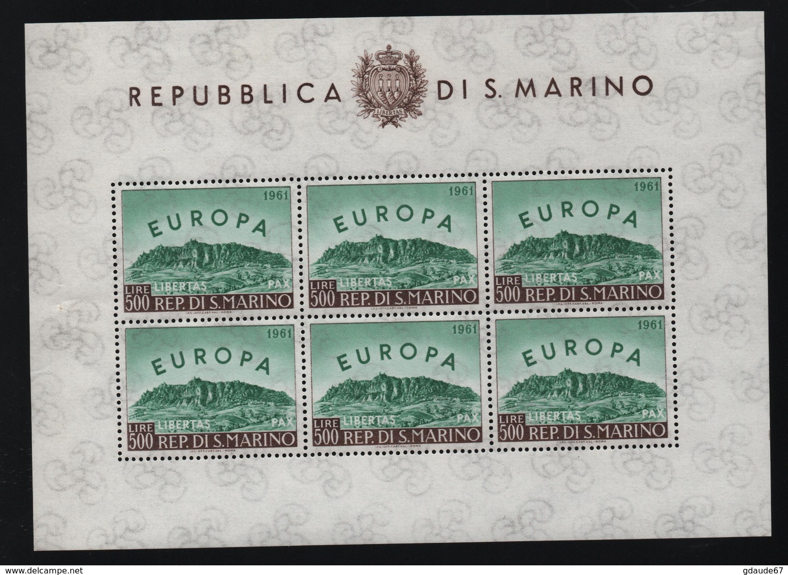 SAN MARINO - FOGLIETTO EUROPA 1961 ** - YVERT N° 523 - Blocs-feuillets