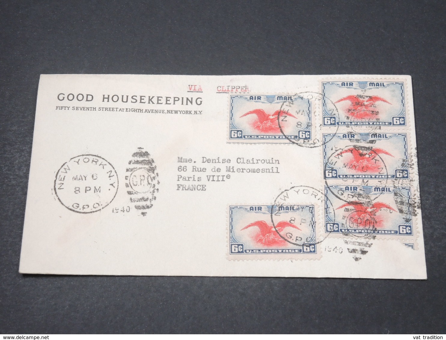 ETATS UNIS - Enveloppe De New York Pour Paris En 1940 Par Clipper - L 16734 - Marcophilie