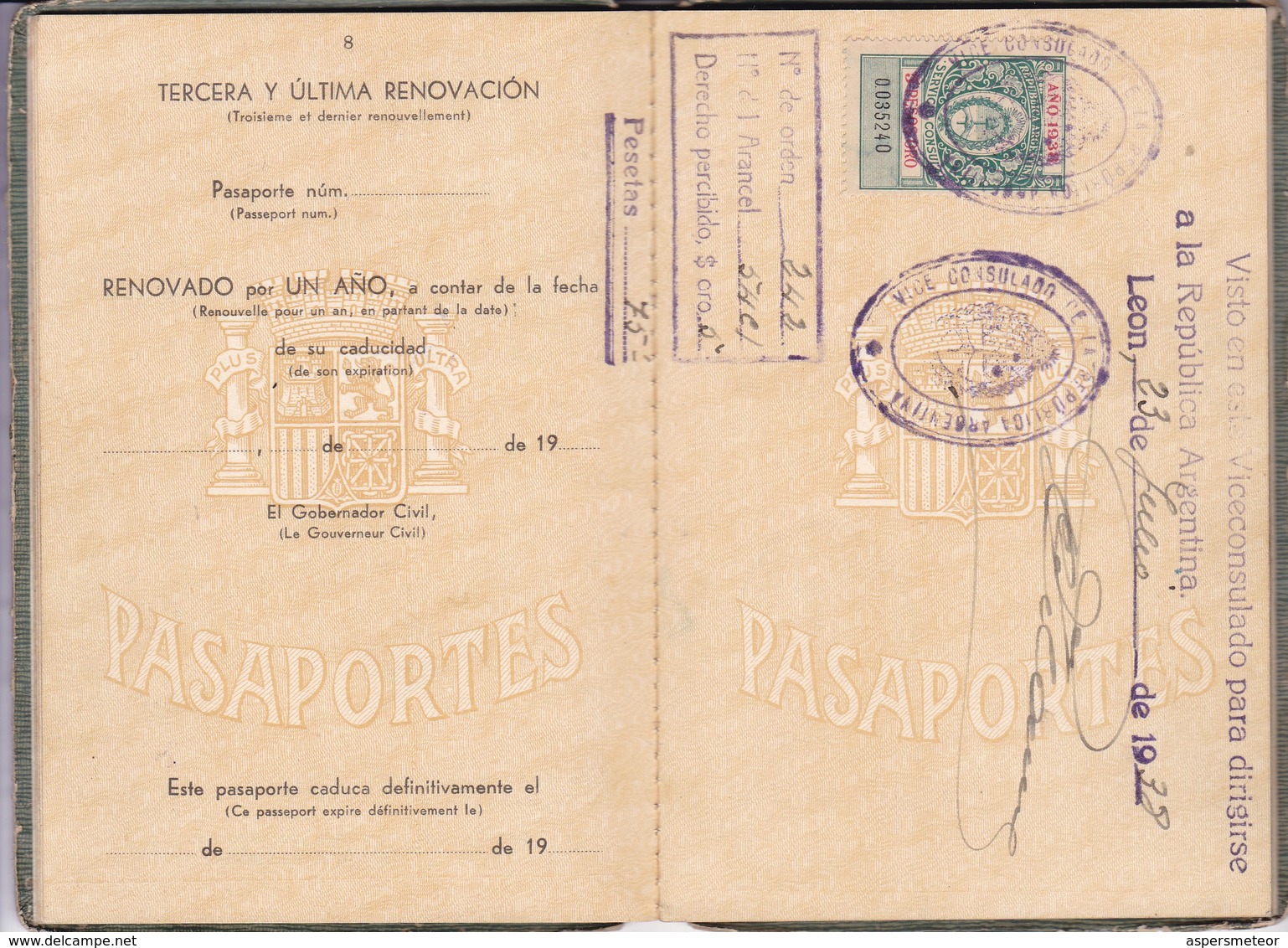 ESPAÑA SPAIN L'ESPAGNE 1938 FEMENINO FEMALE PASAPORTE PASSPORT REISEPASS PASSAPORTO.-TBE-BLEUP - Historische Dokumente