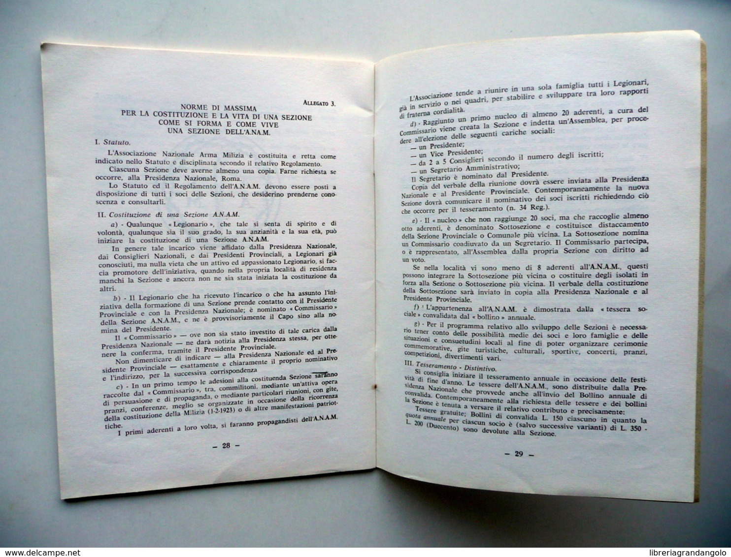 Associazione Nazionale Arma Milizia Statuto Regolamento D'Attuazione Roma 1966 - Non Classificati