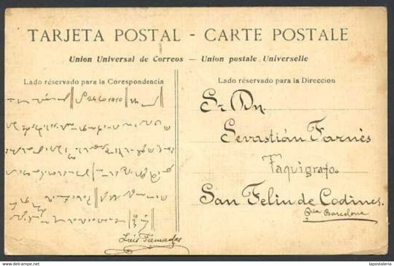 Lote 3 Postales Dirigidas A *Sebastià Farnés (Sant Feliu De Codines 1854-)* Escritor. - Manuscritos