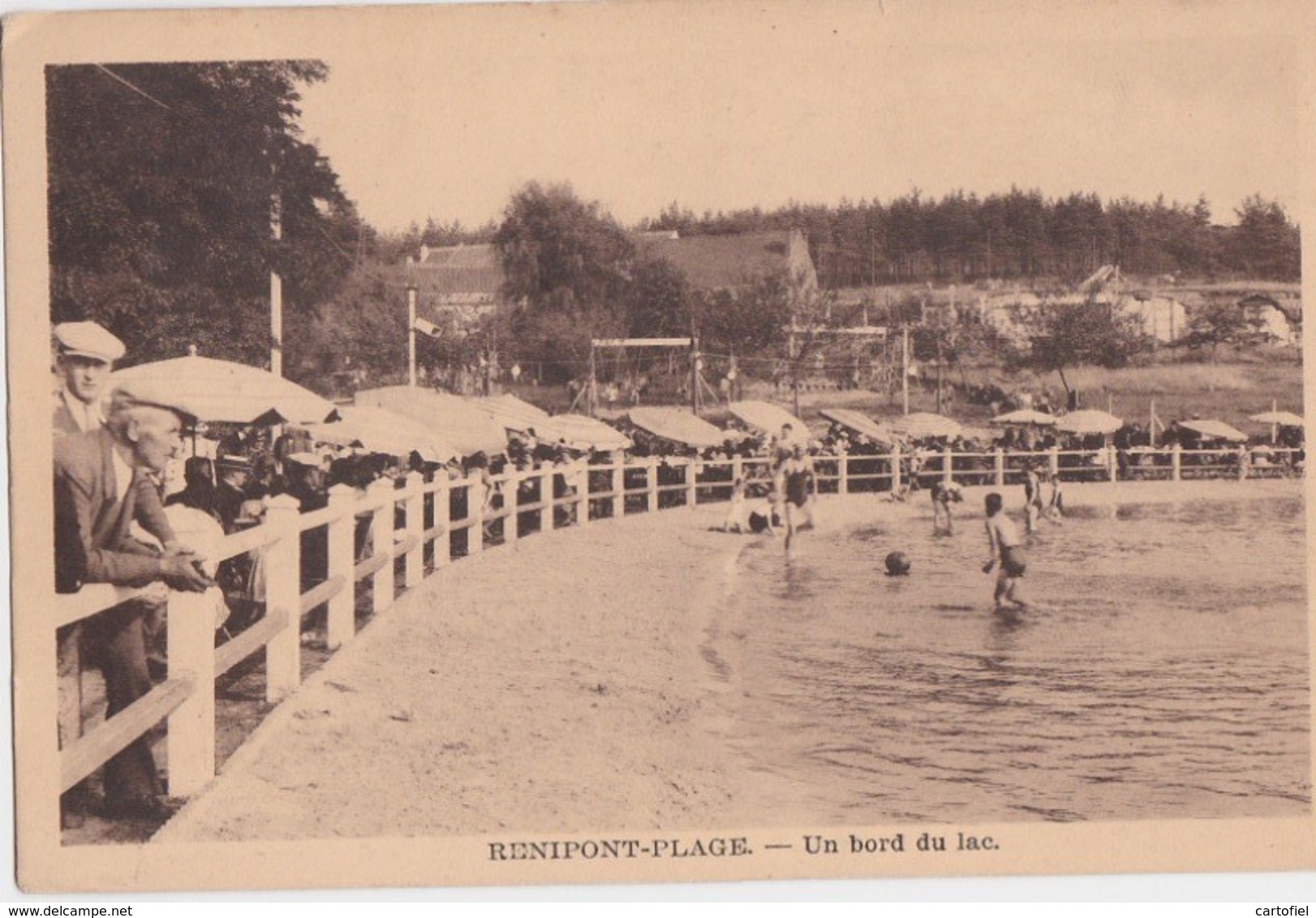 RENIMONT-PLAGE-UN BORD DU LAC-BAIGNEURS-EDIT. DELBRASSINNE-RIXENSART-CARTE ENVOYEE-1939-RARE-VOYEZ LES 2 SCANS - Lasne