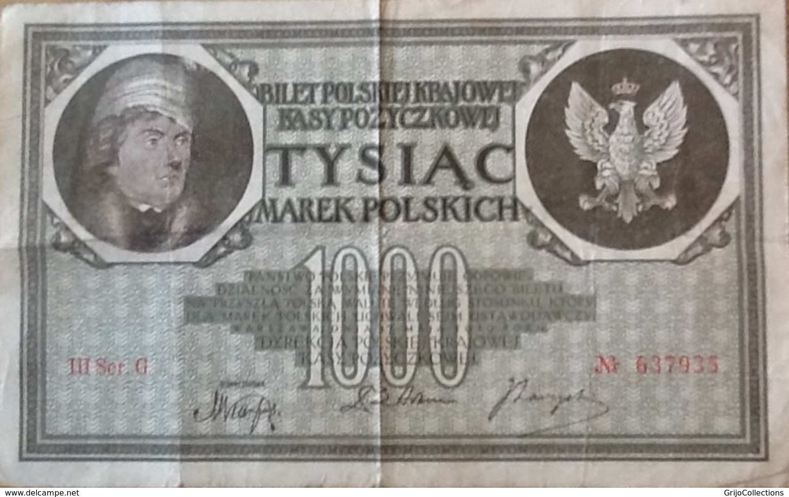 1000 Marek. Tysiac. 1919. Billet De Banque. Banknote. Pologne. Poland. Polen. - Pologne