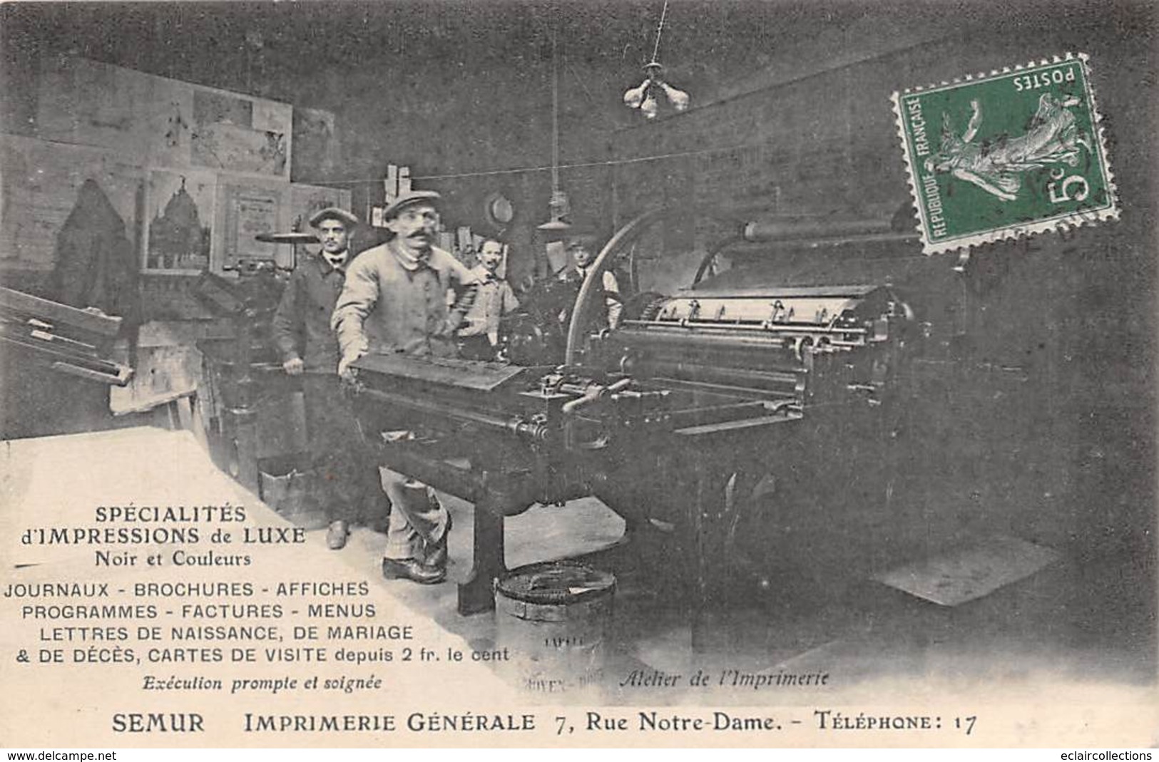 Thème:  Métier. Industrie Du Papier . Semur 21.  Imprimerie Générale. L'Atelier  (voir Scan) - Industry