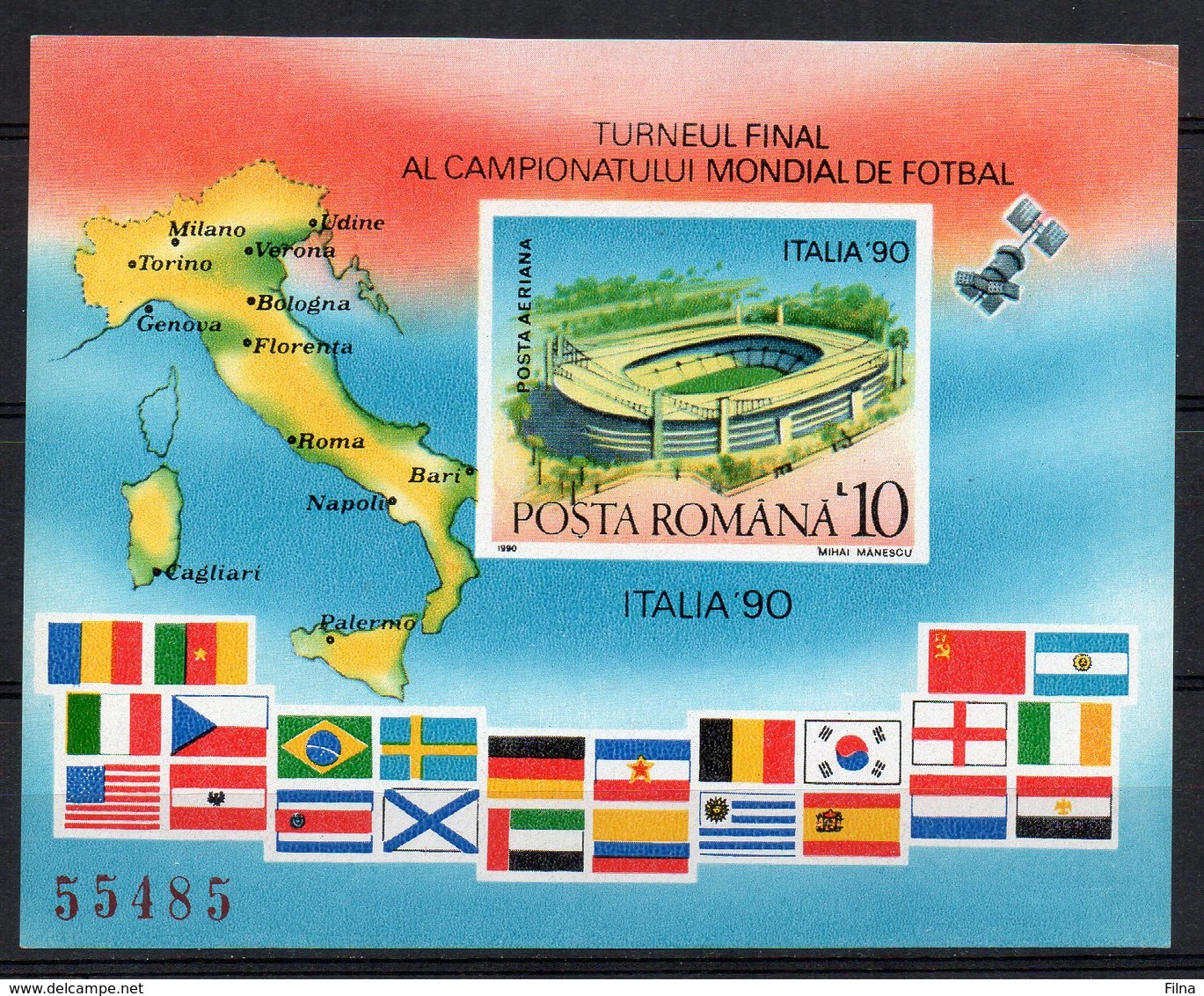 ROMANIA 1990 - CAMPIONATI MONDIALI CALCIO - FOGLIETTO-  MNH ** - Nuovi