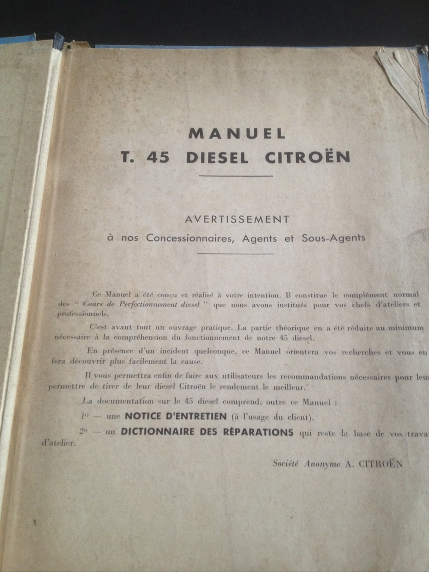 Manuel - Mode D'emploi Citroen T 45 Diesel 1948 - Collections