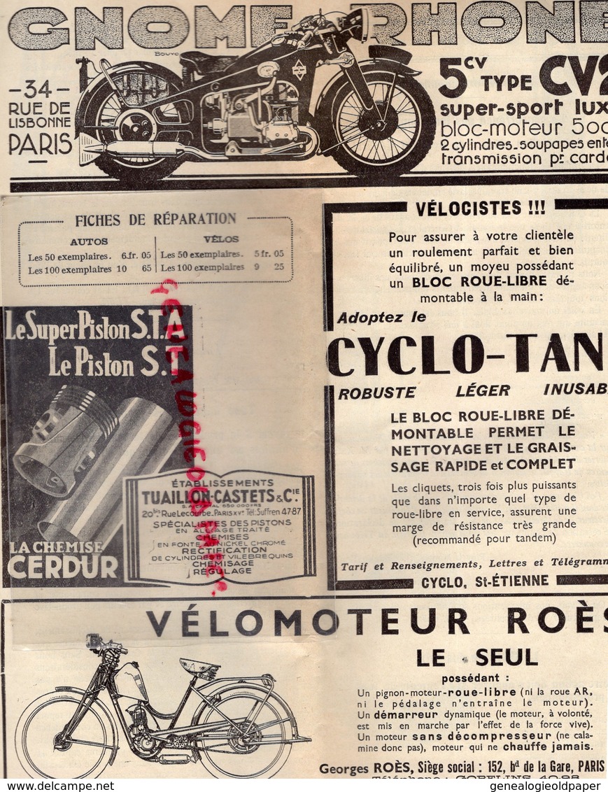 REVUE L' OFFICIEL AUTOMOBILE CYCLE MOTOCYCLETTE- MOTO-AUTO- FOIRE PARIS 1935- N° 27- ALUMINTZ-LEVALLOIS-TSF-RODAGYL-