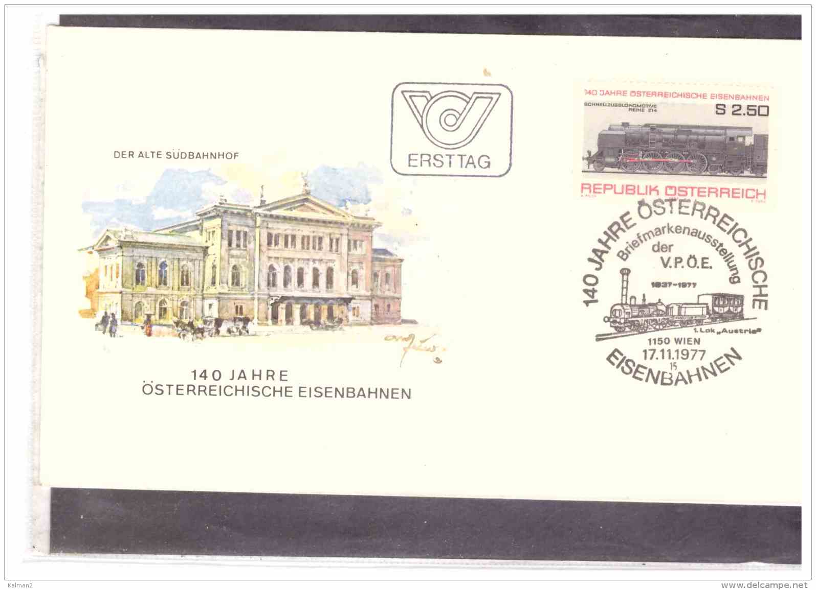 AU1242   -   WIEN 17.11.77   /   FDC  140 JAHRE OESTERREICHISCHE EISENBAHNEN - Eisenbahnen