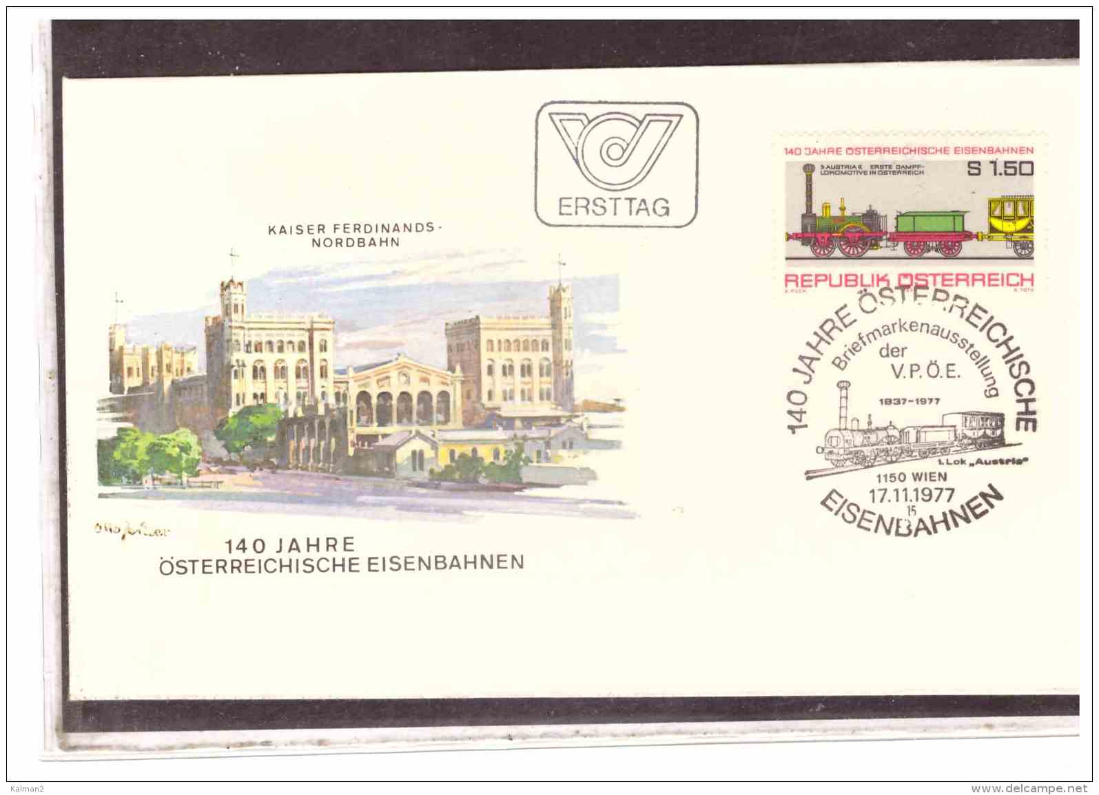 AU1242   -   WIEN 17.11.77   /   FDC  140 JAHRE OESTERREICHISCHE EISENBAHNEN - Eisenbahnen