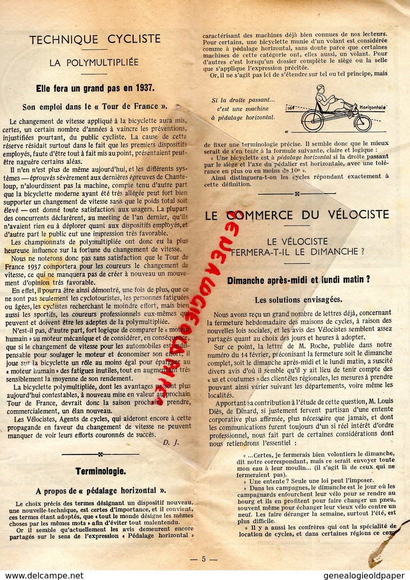 REVUE L' OFFICIEL AUTOMOBILE CYCLE MOTOCYCLETTE- MOTO-AUTO- 1937-SOLEX-TECALEMIT BUS-CYCLISME-UNIC-FAVOR-TSF-CAMINADE