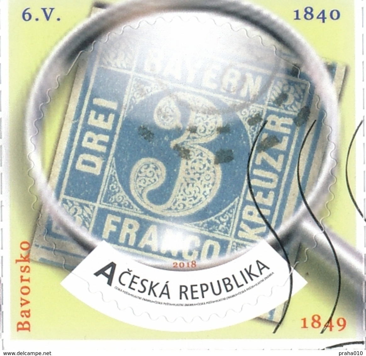 Czech Rep. / My Own Stamps (2018) 0780 (o): The World Of Philately - First Postage Stamps: Bavaria (1849) - Oblitérés