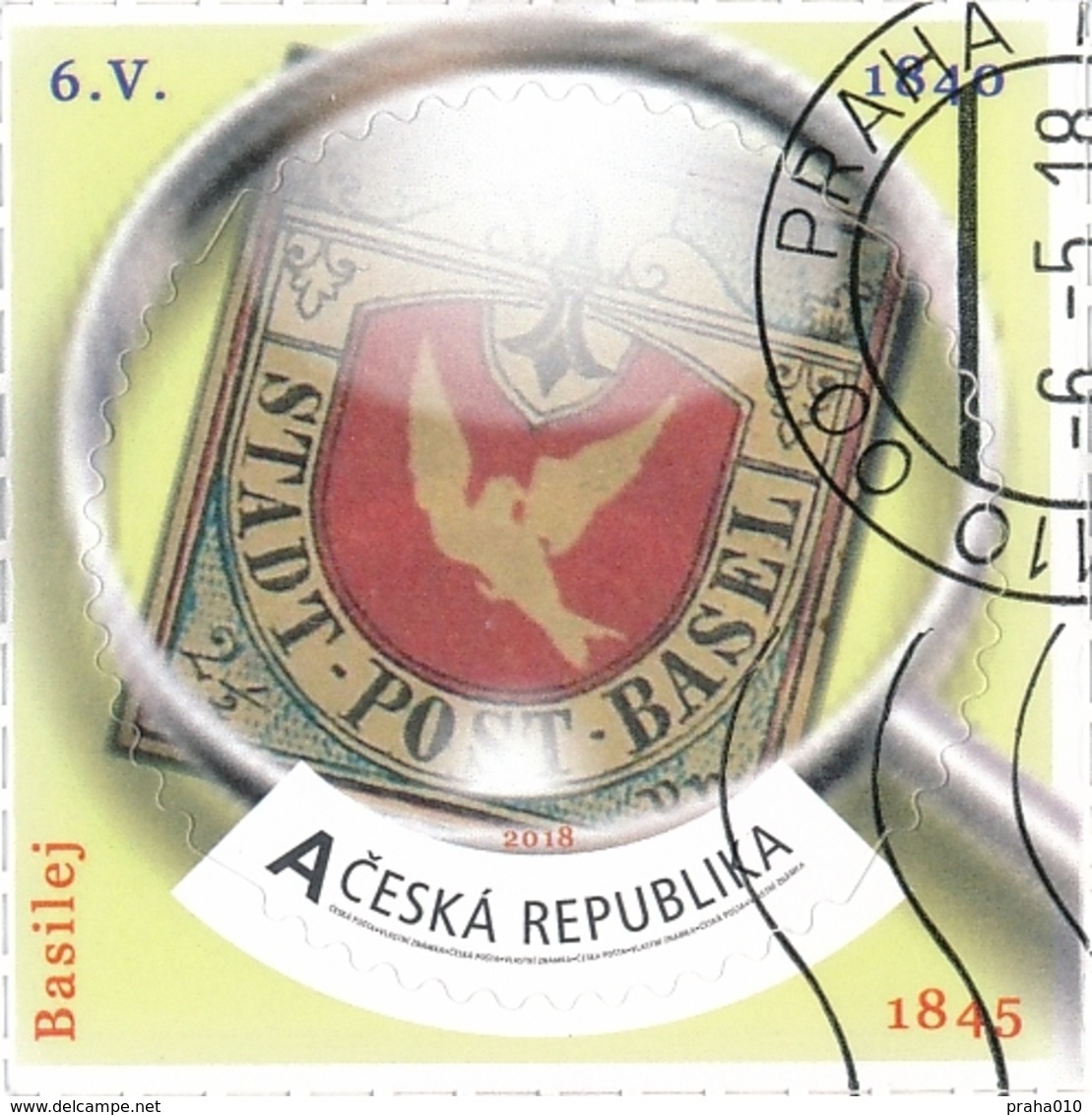 Czech Rep. / My Own Stamps (2018) 0781 (o): The World Of Philately - Rare Postage Stamps: Basel (1845) - Oblitérés