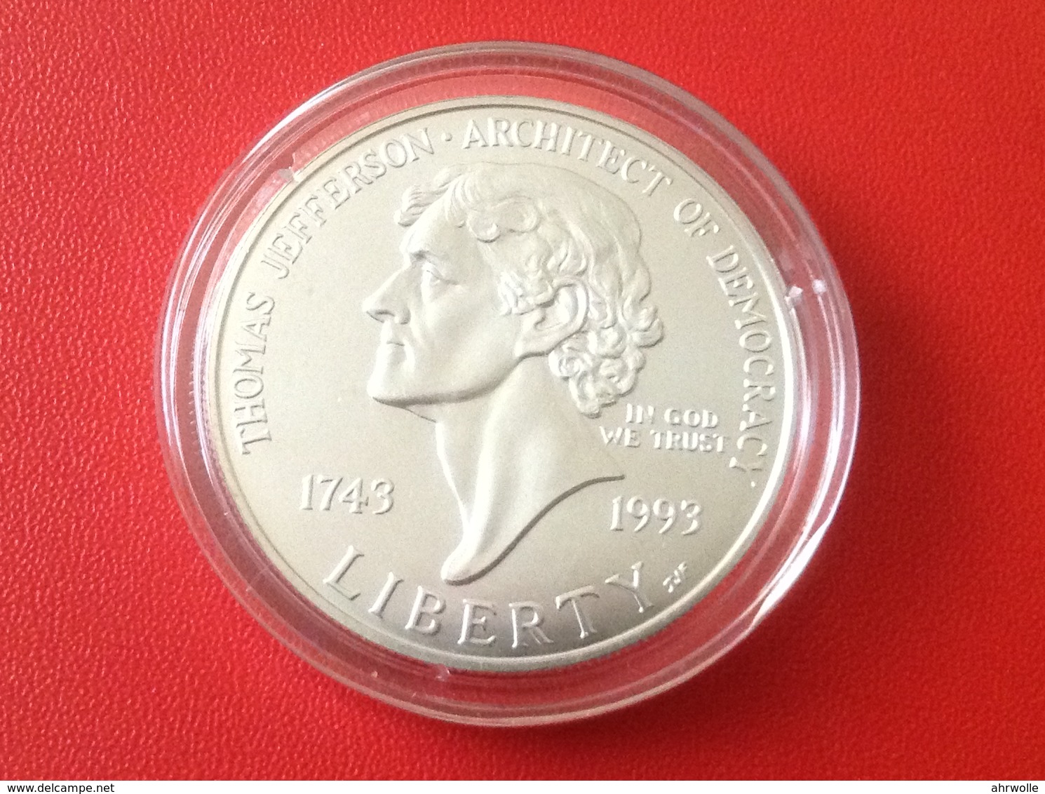 Münze Dollar USA 1993 Silber Monticello Thomas Jefferson P - Commemoratifs