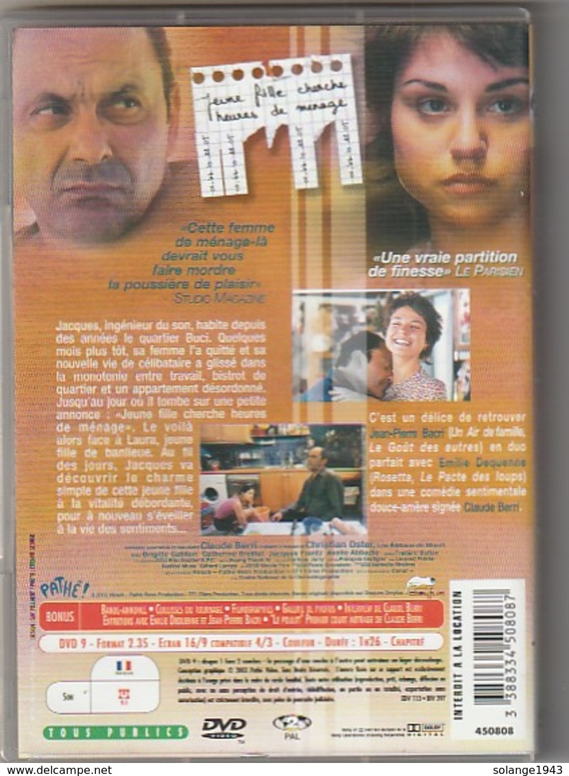 DVD Une Femme De Menage Avec  J P BACRI   Etat: TTB Port 110 Gr Ou 30gr - Comédie