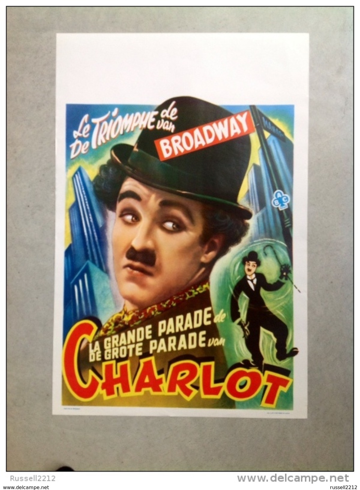 CHARLIE CHAPLIN La Grande Parade De CHARLOT"le Triomphe De Broadway" 1914/1915 Affiche Ancienne - Posters