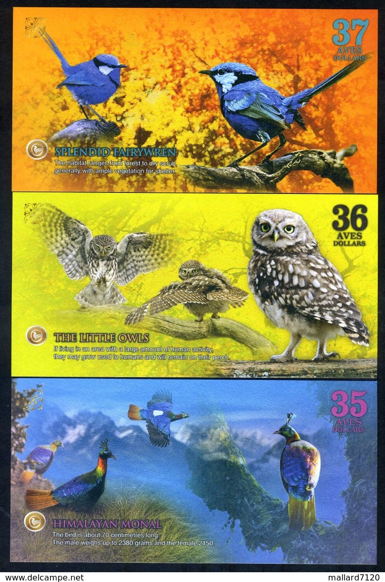 SET Atlantic Forest 35;36;37 Aves Dollars 2017 - Monal, Fairywren, Owl - Autres & Non Classés