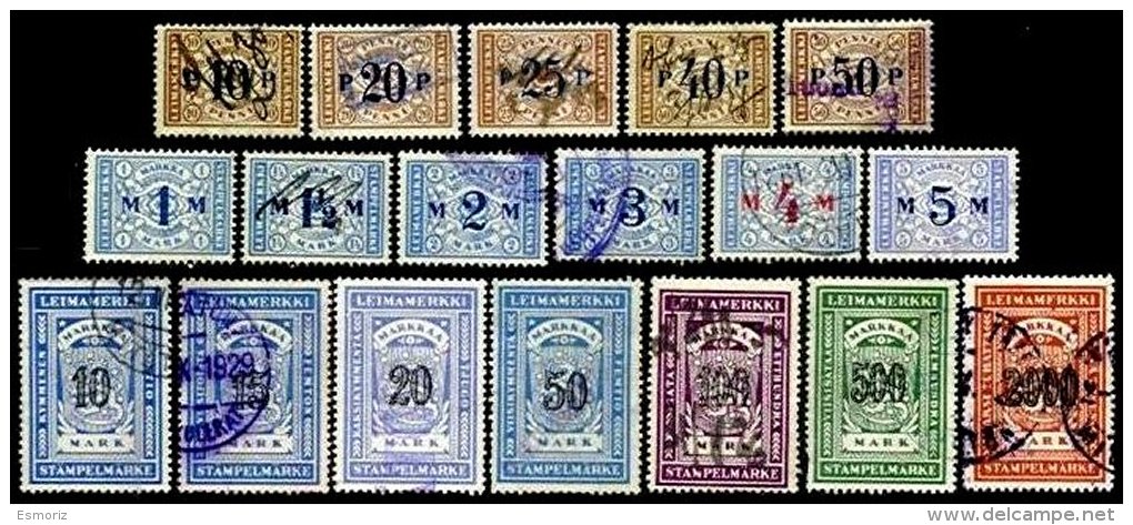 FINLAND, Stamp Duty, B&amp;H 143/165 Disc., */o M/U, F/VF - Revenue Stamps